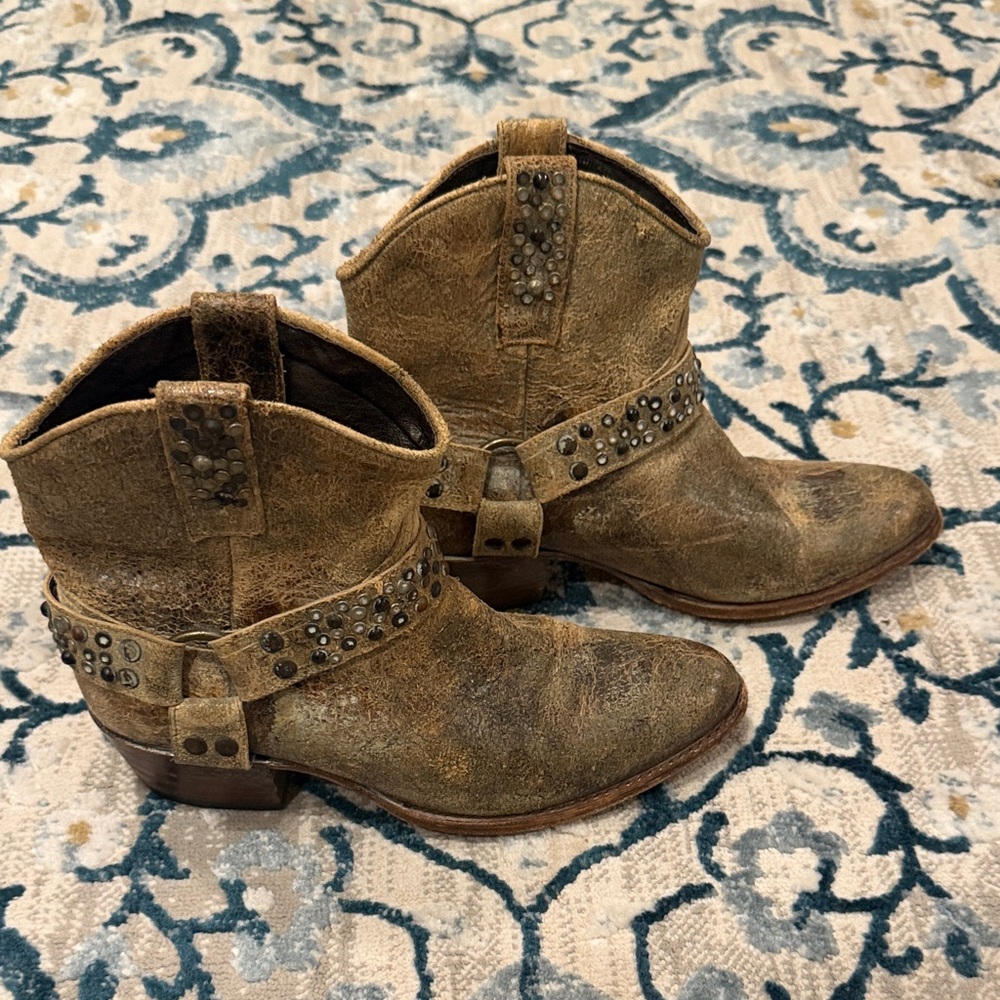 Frye Distressed Brown Ankle Booties